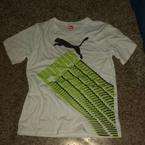 Puma tee- shirt.  Yellow, black, and white